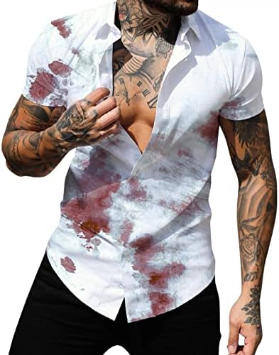 Camisas de verão Tshirts para homens Men Primavera Summer Summer Single Bastted Casual Lapela Print Full Men's Casual Button Down Down