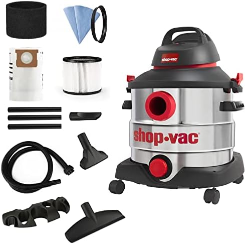 Shop-Vac 8 galões 6,0 pico de hp vácuo úmido/seco, tanque de aço inoxidável, vácuo de loja portátil com acessórios multifuncionais