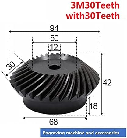 ZhengGuifang ZGF-BR 2PCS 1: 1 engrenagem chanfrada 3 módulo 30 dentes + 30t Hole interno 12mm 90 graus Drive comutação