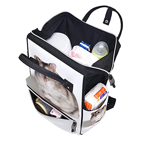 Hamster em um fundo branco fraldas bolsas de bolsa de mochila de múmia de grande capacidade Bolsa de enfermagem de bolsa de enfermagem