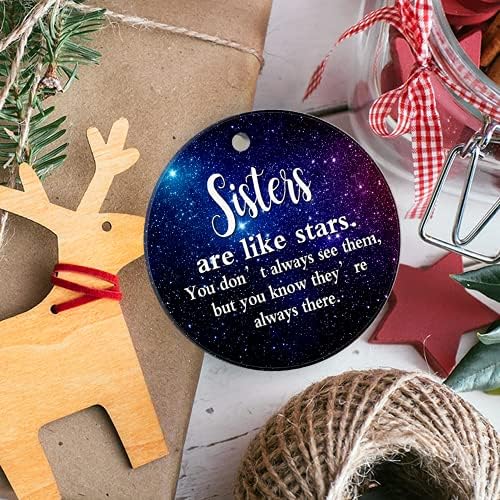 Ornamento de Natal de Meosleen 2021-Love Gift Irmã é como Stars Gift for Sister Holida
