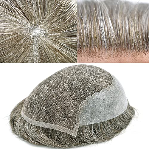 Hail de cabelo humano Toupee Swiss Lace Toupee Front para homens Sistema de substituição de cabelo Nó branqueou Tairina natural