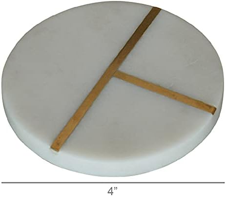 Homart 4616-6 Mármore e Brass Round Aberture Montanha-russa, conjunto de 4, 4 polegadas de diâmetro