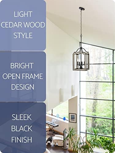 KIRA HOME QUINCY 30,5 4 LIGHT MODERN FARMHOUSE LANTERN LANTERN LANTERN LUZ, estilo de madeira de cedro leve + acabamento