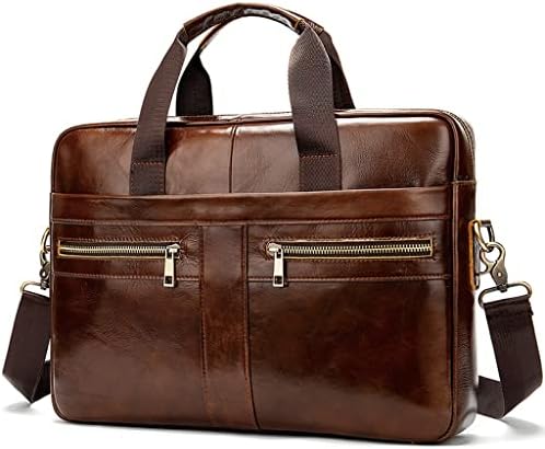 Dnats Men's Bag Genuine Men Brethercase para laptop portfólio de negócios de bolsas de couro para laptop para documento