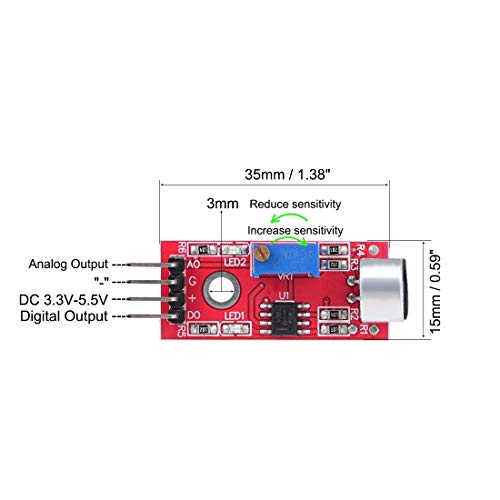 UXCELL Microfone Som Sensor de detecção de voz do módulo de voz com projetos digitais e analógicos para DIY 5pcs