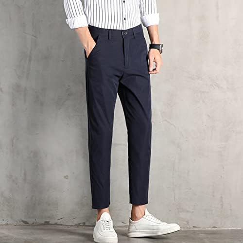 Masculino clássico de negócios conforto calça reta perna linear lisão frontal terno cônico Pant Ultra Ultra leve