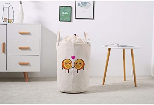 Cesto de lavanderia cesto de roupas sujas saco de armazenamento organizador de armazenamento fofo desenho laranja arrasto arburring