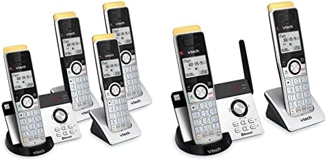 VTech IS8121-4 DECT 6.0 Bluetooth 4 Telefone telefone sem fio e IS8121-2 Super alcance de longo alcance de até 2300 pés DECT 6.0