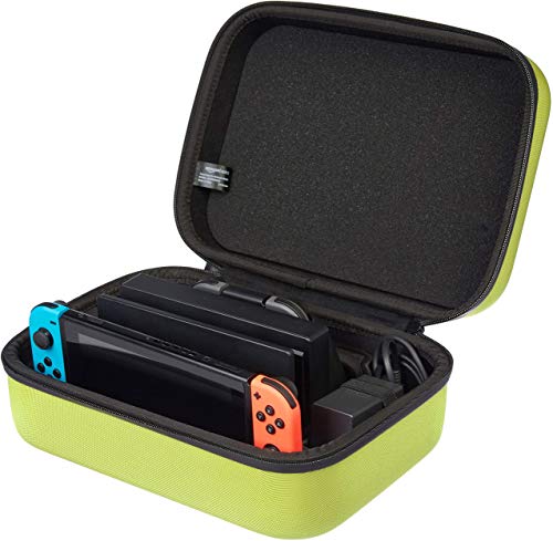 Basics Hard Shell Travel and Storage Case para Nintendo Switch and Switch OLED- 12 x 4,8 x 9 polegadas, amarelo neon