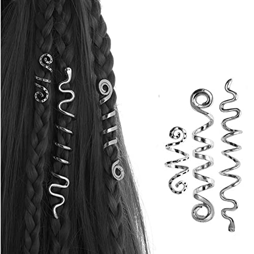 28 peças Minchas de cabelo bobinas em espiral dreadlock Breads Braids Rings Clips Metal Metal