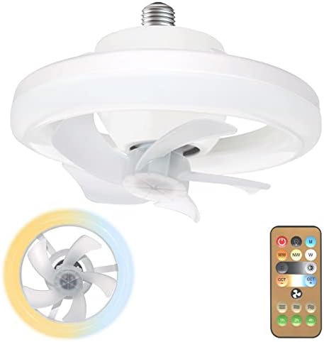 Ventilador de teto com luz LED, controle remoto, 3 cor de cor de 10 Light/7.5 Fan, 3 velocidades, E26/E27 Base Base Socket