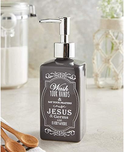 Autom Ceramic Black Lave as mãos e diga suas orações porque Jesus e germes estão em toda parte dispensadora de sabão líquido