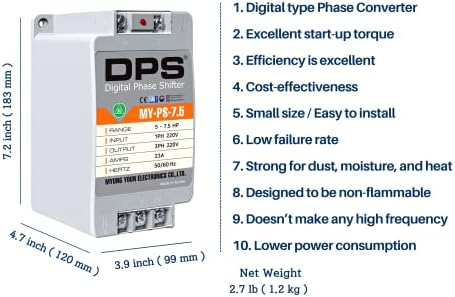 Conversor de fase para 3 fase, modelo My-Ps-7.5, adequado para 5hp 15 amperes 200-240V Motor trifásico, um DPS deve usar