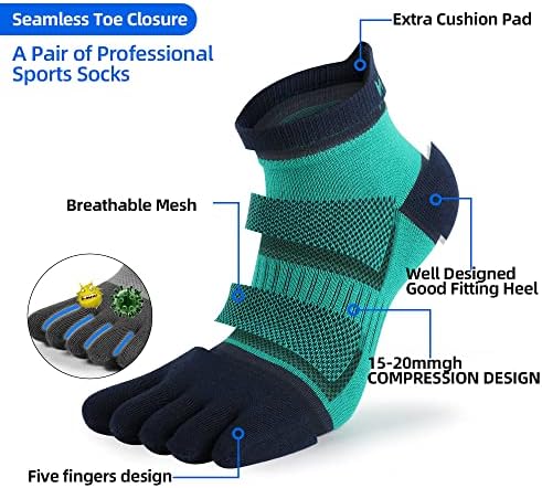 Limide Men's Cotton Toe Socks Five Didting Socks Crew sem show meias atléticas para executar 4 pares