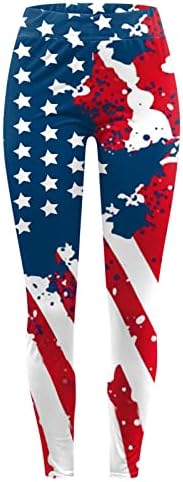 American Flag Patriótico Legging Feminino Controle de Tommes da Independência Leggings Sporty Workout Compression Workout