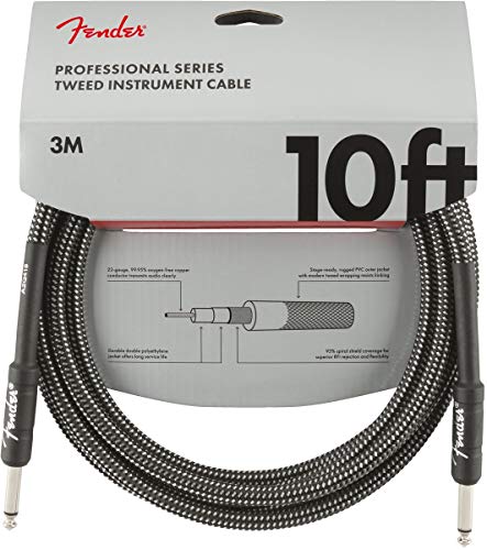 Fender Professional Series Instrument Cable, reto/reto, preto, 10 pés