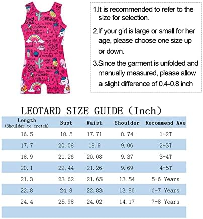 Rainbowsnow Pacote de Hotpink Unicorn Gymnastics Leotards for Girls Little Kids Tamanho 6-7 anos