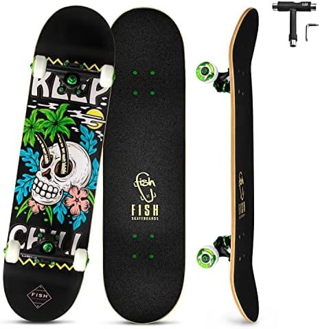 Skateboards for Teens Girls ， Skates para adultos 8 camadas 31 polegadas Maple canadense Double Deck Deck Cruiser Cruiser Trick Skate