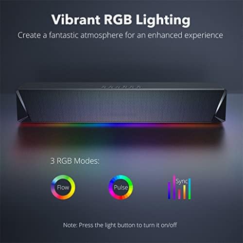 Chunyu Sound Bar Gaming Speaker & Wired 14W Drivers poderosos subwoofer RGB Light Sound Barras para PC Phone