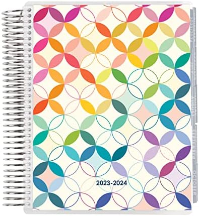 7 x 9 Planner de vida espiral em espiral - 2023 Circles de meados do século Classic Cover + Páginas internas de tela. Agenda horizontal