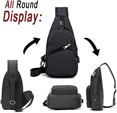 Sling Bag - Mochila de ombro Bolsas de peito Daypack para mulheres e homens com porta de carregamento USB