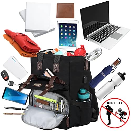 Janiful Travel Laptop Mackpack, Trabalho RFID Anti -Roupa Laptops Durável Mochila com Porto de Carregamento USB, Bolsa de Computador