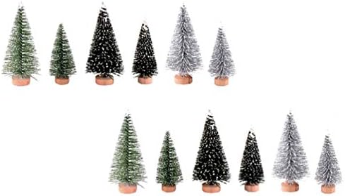 Nuobester Christmas Decor Miniatura Pinheiros Mini Árvores de Natal Árvores de Frost Sisal Neve Sisal Com base de madeira