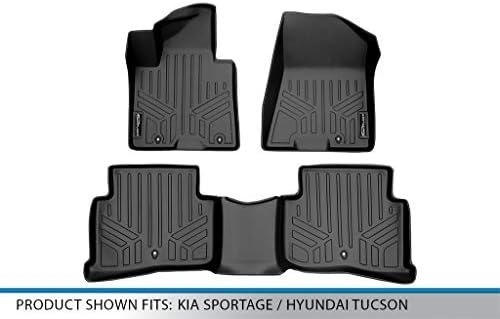 MaxLiner Custom Fit Floor Mats 2 linhas Definir preto compatível com 2017-2022 Kia Sportage / 2019-2021 Hyundai Tucson