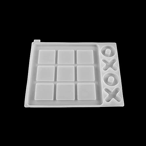 AGCFABS 2 Tamanhos Tic-Tac-toe Joga de xadrez de xadrez Silicone Mold 3D Placa de xadrez molde DIY resina epóxi espelho molde