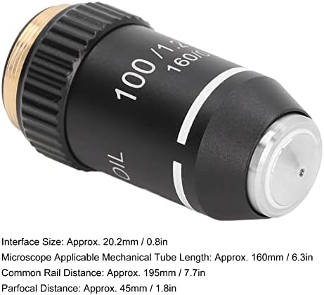 Substituição de lente objetiva do microscópio, ampliação de 100x Lente de alta potência de 20,2 mm Acessórios de microscópio de reposição