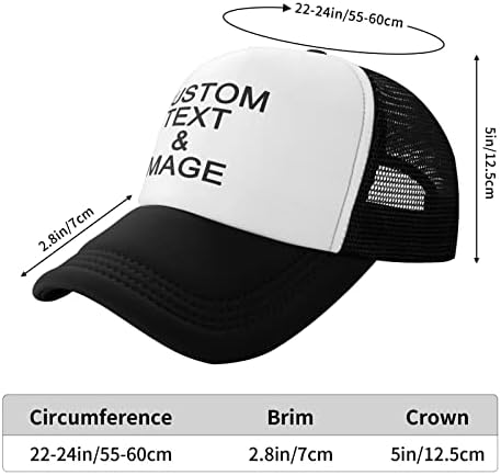 Chapéu personalizado para homens, mulheres projetam seu próprio chapéu de chapéu personalizado com fotos de texto Mesh Hat Hat Snapback