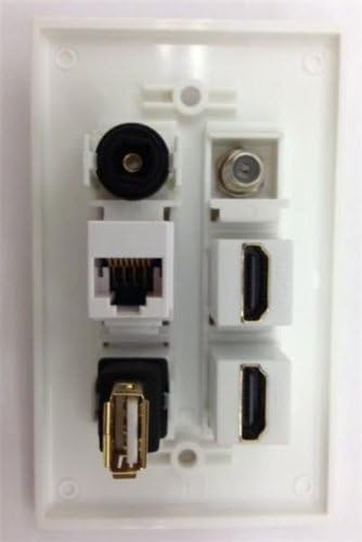 Placa de parede branca personalizada certificável 2 hdmi 1.4 + rj45 cat5e + USB + F parafuso + Toslink