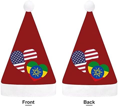 Etiópia bandeira dos EUA chapéu de natal chapéu de santa para adultos unissex Comfortar Classic natal boné para férias