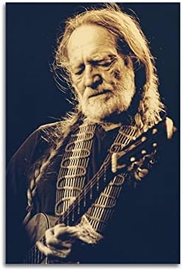 NJYXART WILLIE NELSON Pôster vintage Country Music Poster Singer Poster Pintura decorativa Posters de parede de lona