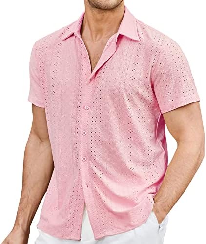 Camisetas de tshirts de verão bmisEgm para homens mass malha de malha de bolso de bolso de bolso de bolso de lapela de manga