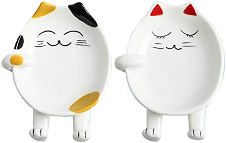 2pcs Cerâmica fofa de café de café descanso, suporte de colher para o fogão, coisas de gato acessórios de cozinha Counter decoração