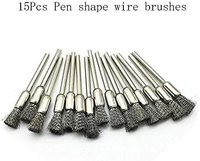 15 pcs forma de caneta escovas de arame de aço inoxidável roda 1/8 '