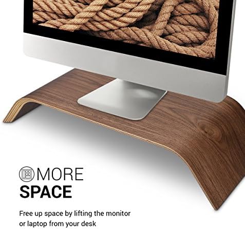 Kalibri Wood Monitor Stand Riser - Titular da mesa do computador Display de montagem de madeira para PC Notebooks de