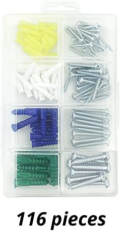 Kit de variedade de parafuso de parede de drywall hasware kit de variedade de parafuso 116pcs-incluses 4 âncoras e parafusos de