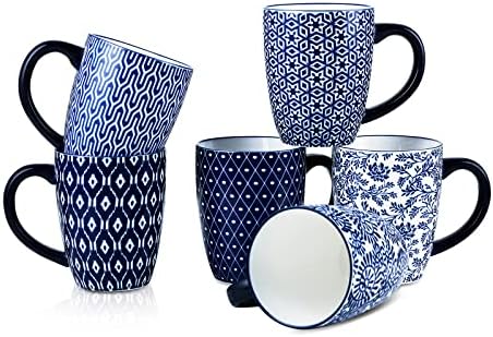 Conjunto de canecas de café de porcelana Selamica de 16 onças, xícara de chá de cerâmica com alça, lava -louças, forno, cofre