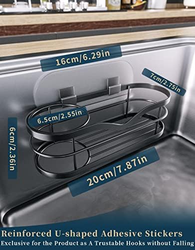 Suporte de esponja para pia da cozinha, caddy de pia de consumo com forma V e porta -escova, caddy de esponja de aço inoxidável, poderoso