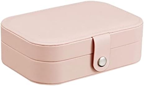 Fengzhao Jewelry Storage Caixa de viagem Organizador Presente PU Couro Pink de camada dupla para anéis Brincos de