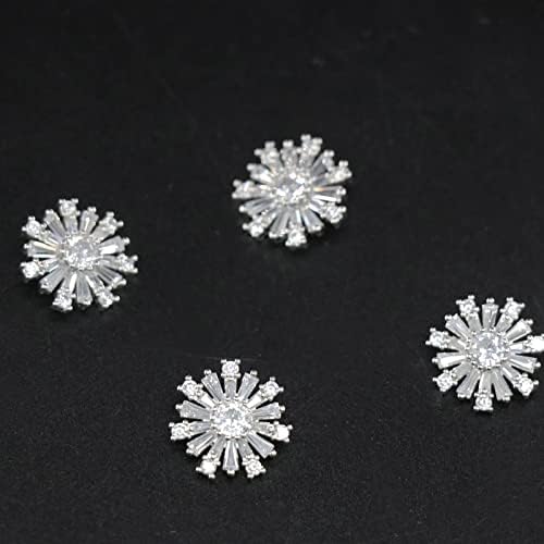 Jerler 4 PCs Botões de strass de sliver de zircão Os enfeites de cristal costuram botões de roupas para decoração e bricolage