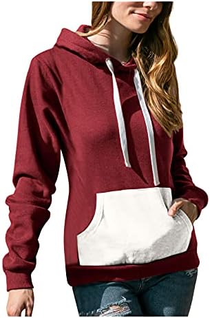 WYTONG MULHERES PULLOVER LIMPLOVER SPORT CASual Sport de manga comprida Blusa de retalhos de colapso com capuz de moletom