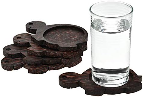 Aervida Tartaruga em forma de açúcar em madeira de madeira natural árvore natural conjunto de 5 montanhas -russas de bebidas