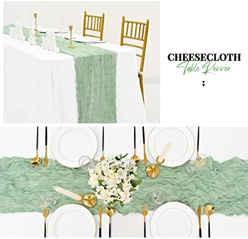 6 Pacote Pacote de brecha verde de queijo verde Cheesecloth Runner 29 x 120 Gaze semi-tagarelice Runner Rustic Cheesecloth