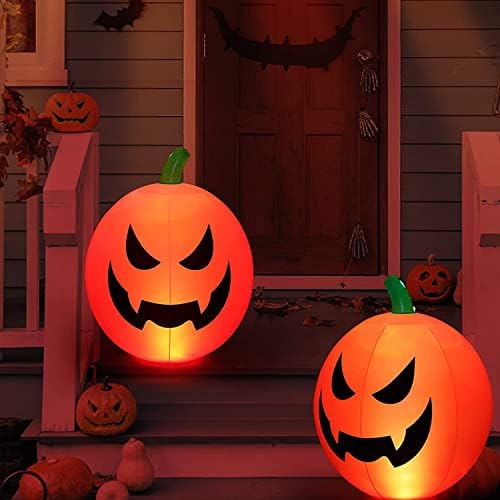 Halloween Infláveis ​​de 24 polegadas Decoração de abóbora de Halloween sopra decorações ao ar livre com luzes LED embutidas