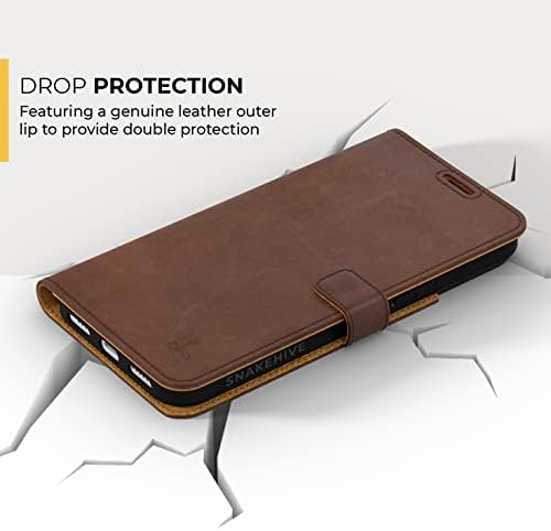 Caso de couro Pro Snakehive Iphone 14 Pro | Caixa de telefone da carteira de couro genuína com suporte de cartão | Flip Folio Case/Capa