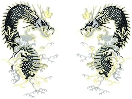 Dragon Iron on Patch Gold Gold Chinês Dragões Phoenix Applique Bordiques Sew On Patch for Borderyy Roupas Jeans Jeans Camisão